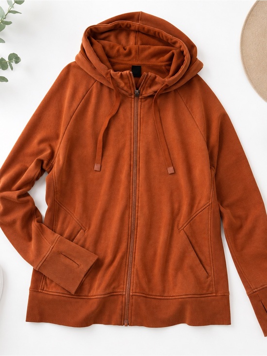Athleta Tops - Athleta Triumph Hoodie XL Rust Orange Full Zip Thumbhole